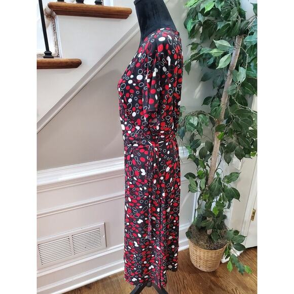 Croft&Barrow Women Multicolor Polyester V-Neck Short Sleeve Knee Length Dress L - Picture 7 of 12